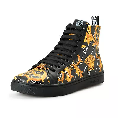 Versace Men's 100% Leather Barocco Print High Top Sneakers Shoes • $499.99
