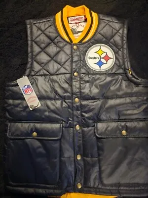 Mitchell & Ness Throwback Pittsburgh Steelers NFL Football  MEDIUM Puffer Vest • $54