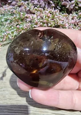 Smoky Quartz Crystal Heart Carving With Rainbows 97g • £12