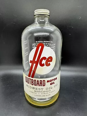 Ace Outboard Motor Oil Bottle Rare Midwest Oil Co Ace High Motor Oil Sioux Falls • $125