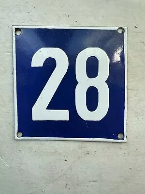Number 28 Vintage Enamel House Numbers Made In Europe Room Hotel FREE POSTAGE • $46.51