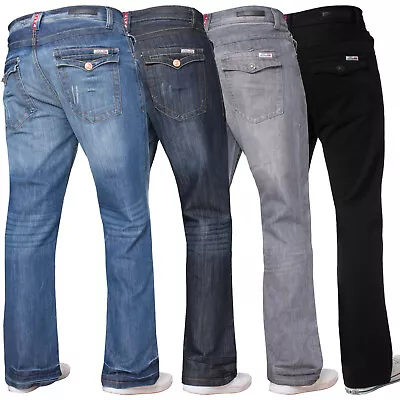 APT Mens Bootcut Jeans Wide Leg Flared Denim Trouser Casual Work Pants UK Sizes • $19.72