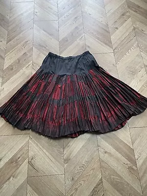 Steampunk Gothic Pleated Springy Floaty Skirt  Taffeta Red Black Layered Vampire • £45