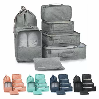 10Pc Packing Cubes Travel Pouches Luggage Organiser Clothes Suitcase Storage Bag • $18.99