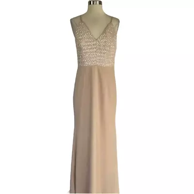 Vince Camuto Women's Formal Dress Size 6 Blush Pink Sequined Long Evening Gown • $59.99