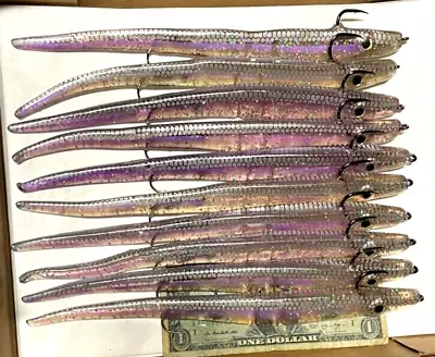 10 Ct. HAND POURED HAND DIPPED Striper 10  Screw Lok Eel Musky Pike Lures Baits • $12