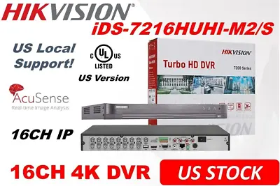 Hikvision Original IDS-7216HUHI-M2/S 4K 8MP DVR 16 Channel H.265+ TVI NO HDD • $369.99