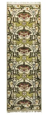 $190 • Buy Ivory William Morris Inspired Runner Hand-Knotted Wool Area Rug