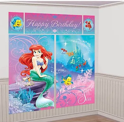 ARIEL The  LITTLE MERMAID Scene Setter HAPPY BIRTHDAY Party Wall PHOTO BACKDROP • $19.99