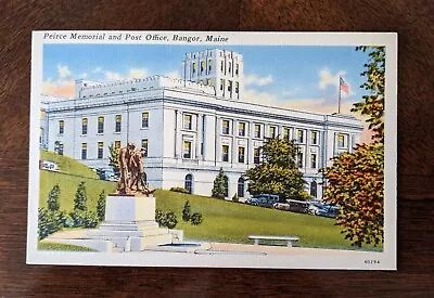 Postcard Maine Bangor ME Post Office Peirce Memorial 1940s Linen Unposted • $2.75