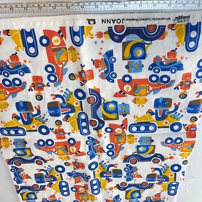 Joann Fabric Fleece Cotton Super Snuggle Blue Robots 38x42 • $5.99