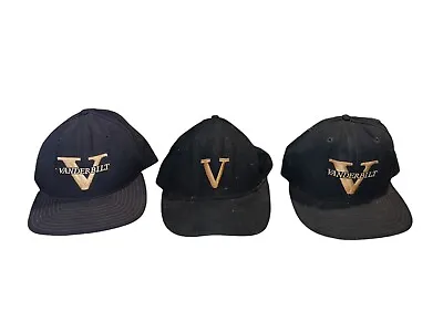 Vanderbilt Commodores Vintage Snapback Wool Hat Cap Lot (3) Pc Rare Project M/L • $48.29