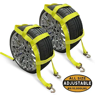 Car Tow Dolly Wheel Basket Straps With Swivel J Hooks- 2 Pack • $55.43