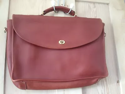 VINTAGE COACH TAN LEATHER TURN LOCK BRIEFCASE WORK LAPTOP BAG Long Strap Inc. • £135