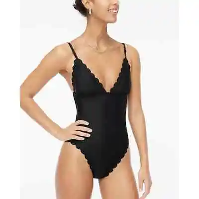 J. Crew Factory Womans Swimsuit Sz 2X Scalloped One Piece Stretch Black New • $42.74