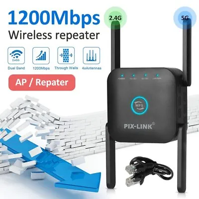 $45.99 • Buy WiFi Range Extender Repeater Wireless Amplifier Router Signal Booster 1200Mbps