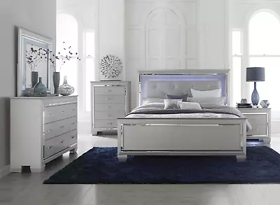 NEW Silver Gray LED Queen King 5PC Bedroom Set Modern Glam Furniture B/D/M/N/C • $2449.99