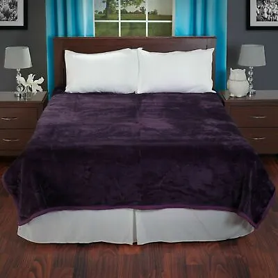 Super Soft And Fuzzy Plush Heavy Mink Blanket Purple 7.5 Pounds 80 X 90 Inch • $49.99