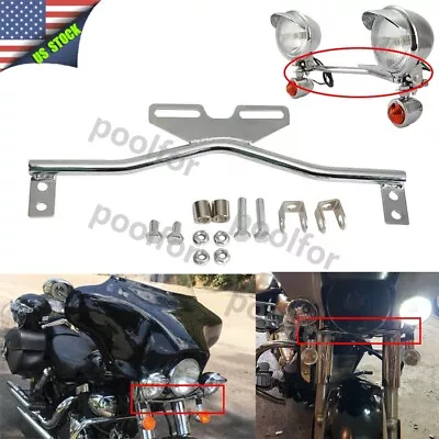 Chrome Motorcycle Light Bar Bracket For Yamaha V-Star XVS 250 650 950 1100 1300 • $32.65