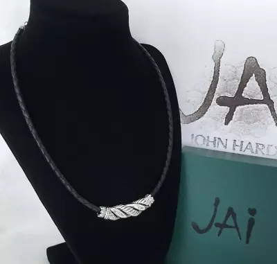 JOHN HARDY - JAI Twisted Slider Pendant And Black Leather Necklace - New! • $165