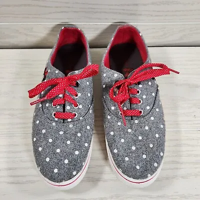 Disney Minnie Mouse Shoes Women Size 8 Fashion Gray With Polka Dots Casual Flats • $13.50
