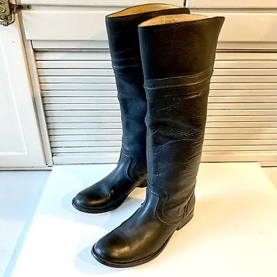 FRYE Boots Melissa Trapunto US Size 7B Leather Tall English Riding Black 76442 • $49.95