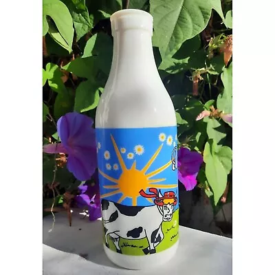 Vintage Carlton Glass Milk Glass Decorative Milk Cow At Pasture Milk Bottle • $26.25