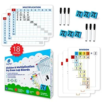6-Pack Double-Sided Long Division & Multiplication Chart Lap Boards For Kids ... • $43.71