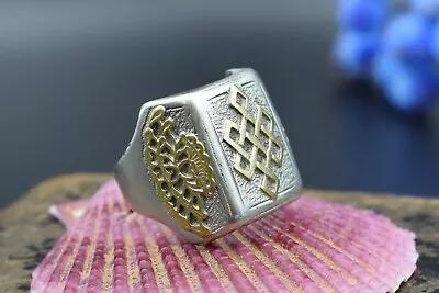 ONE IN WORLD ! BIG Men Ring Sterling SILVER 925 Gold 9k Handmade Author Jewelry • $99.95