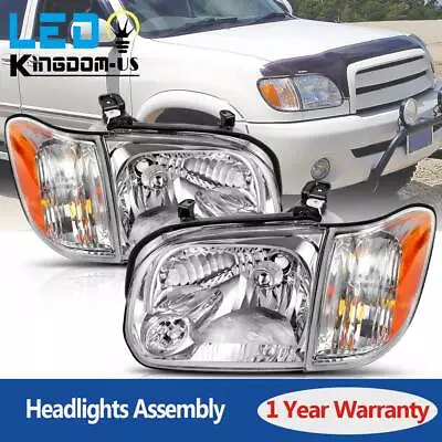 Headlights Fit For 2005 2006 Toyota Tundra/05-07 Sequoia Chrome Headlamps Corner • $80.99