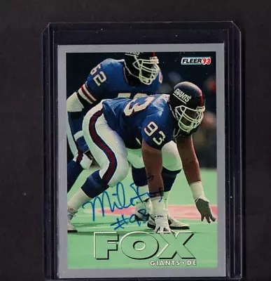 1993 Fleer Vintage Ffotball Card Signed Ip Auto Mike Fox New York Giants Great • $4.99