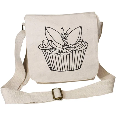 £11.99 • Buy 'Butterfly Cupcake' Small Cotton Canvas Messenger Bag (MS00043127)