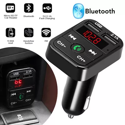 Car 2 USB Charger Wireless Bluetooth FM Transmitter Radio MP3 Wireless Adapter • $6.99