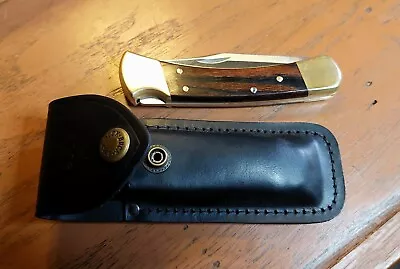 Vintage (1993) Buck Knife 110 Folding Hunter With Wood Handles--With Sheath • $60