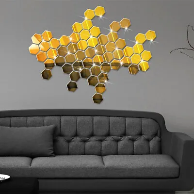 5/1Pcs Wall Stickers 3D Mirror Hexagon Vinyl Removable Decal Home Decor Art DIY • $5.79