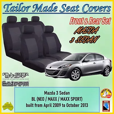 Tailor Made Black Seat Covers For Mazda 3 BL Series Sedan From 04/2009 - 10/2013 • $150.50