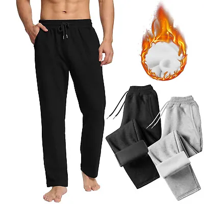 Men's Warm Fleece Lined Sweatpants Joggers Active Casual Trousers Track Pants US • $14.95