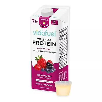 2 Pack Vidafuel Wellness Protein Drink Berry Delight 2oz Shot 32oz Carton • $45.49