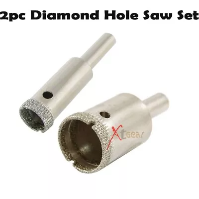 New 2Pc Diamond Hole Saw 1/2  & 1  Hole Saw Tile Marble Glass Granite 1/4  Shank • $8.35