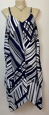 City Chic PLUS SIZE S 16 Blue White Stripe Print Long Summer Dress FREE POST • $40