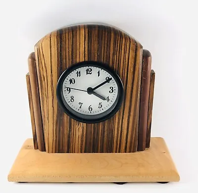 Solid Zebra And Maple Desk-mantel-bed Stand Batter Operated Clock  • $36