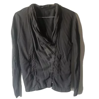 Womens ZARA Blazer Jacket XS Charcoal Grey Gray Zipper Pockets Asymmetrical Moto • $39.90