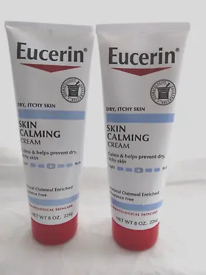 2 Eucerin Skin Calming Cream For Dry Itchy Skin Natural Oatmeal Enriched 8 Oz • $10.99