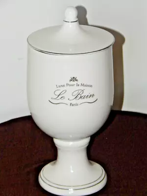 Kassatex Le Bain Porcelain Pedestal Apothecary Jar Off White W/ Platinum Accents • £38.05