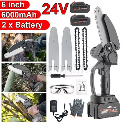 6  Mini Handheld Electric Chainsaw Cordless Chain Saw 24V 750W Battery Power US • $34.99