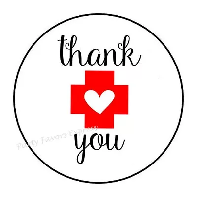 Thank You Doctors Nurses Cross Red Envelope Seals Labels Stickers Party Favors • $1.95