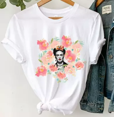 Frida Kahlo Frida Khalo Floral Shirt HOT Shirt./ White New T Shirt • $23.74