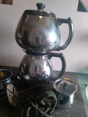 $35 • Buy Vintage Art Deco Double Bubble Sunbeam Coffeemaster Vacuum Coffee Pot Set