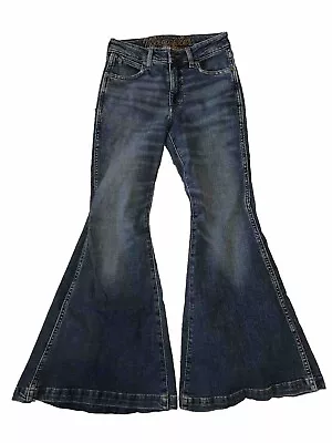 Wrangler Retro Womens High Rise Flare Jeans Medium  Wash Size 25x30 Bell Bottom • $39.95