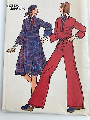 Vtg Butterick Sewing Pattern #4429 Betsey Johnson Dress Top Pants Scarf SZ 8 • $30